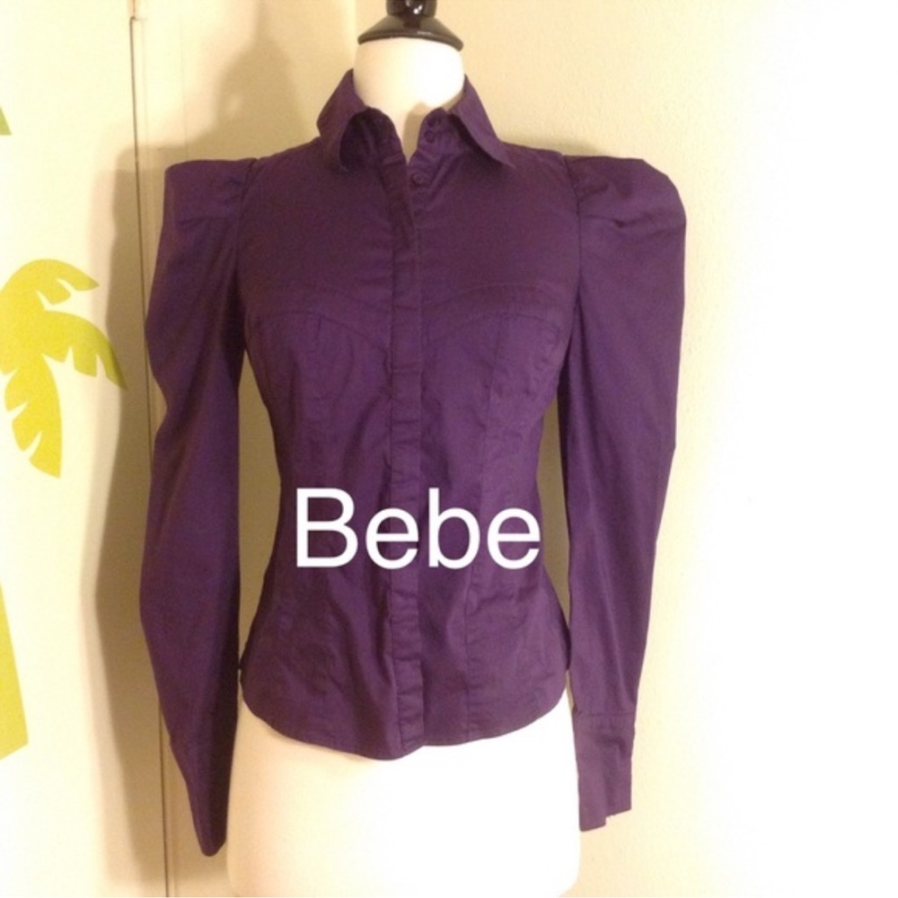 Bebe Button Down Purple Top Size Small